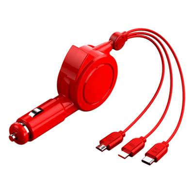 China Multi Function USB Charging Cable 3 in 1 Adjustable Automatic Portable Charger Mobile Phones Car Plug Vehicle Adapter Quick Charging Retractable Multifunction Cable for sale