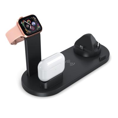 China 2020 New Design Fast Wireless Charger 3 In 1 Fast Charger 10W Earphone Smart Watch Mobile Phone Radio Charging From Usb 5 Port Charger for sale