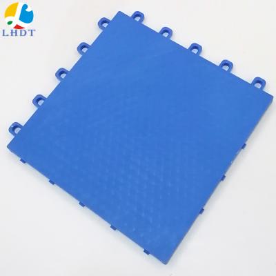 China Eco-friendly Flooring Sport Surfaces Balcony Ground Gradeable Rubber Court Tiles LHDT-2501 Outdoor Basketball Court Blue 250*250*13mm for sale