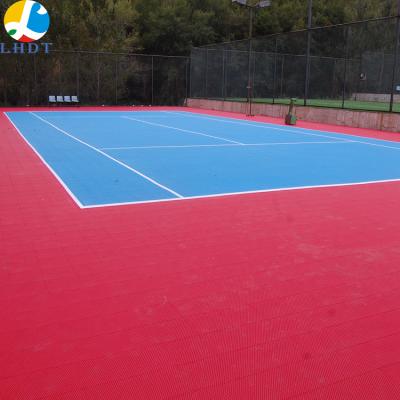 China CE Standard Eco-friendly Modular Sports Flooring Plastic Interlocking Flooring Tile For Tennis Court Surface Flooring On Sale for sale