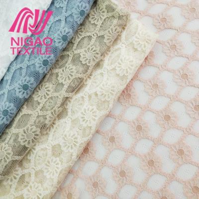 China Fancy Design Comfortable Handfeeling Tulle Fabric 100% Nylon Velvet Lace Fabric Shrink-Resistant For Dress for sale