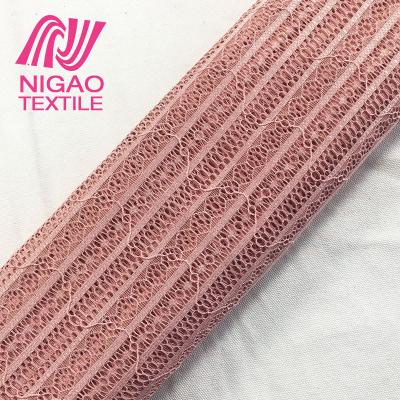 China cheap fashion elastic polyester spandex wholesale lace fabric for garment for sale