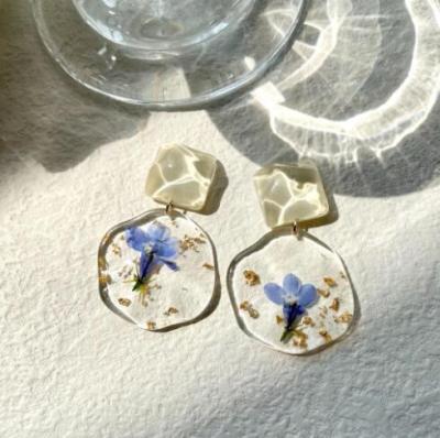 China Fashion Diy Flower Earrings For Women Girls Simple Fashion Flowers Gold Foil Dangle Earring Geometry Drop Earring Jewelry Accessory for sale