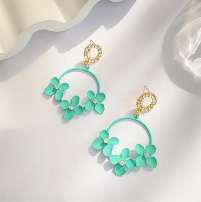 China LIKE PICTURE Blue Flower Dangle Earrings For Women Girls Simple Zircon Drop Earring Summer Dangle Earrings Jewelry Accessory for sale