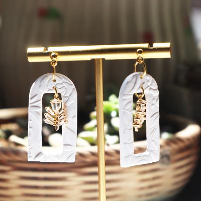 China Ace IMAGE Geometry Pendant Earrings For Women Girls Fashion Wedding Bride Bridesmaid Earrings Zircon Rose Earrings With Hand Gift Jewelry for sale