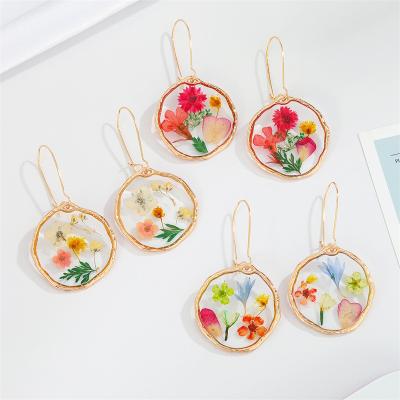 China Ace IMAGE Round Drip Glue Colored Simple Eternal Blossom Flower Earrings Women's Dry Earrings for sale