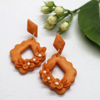 China IMAGE Ace Clay Earrings for Women Girls Fashion Simple Handmade Flower Earrings Geometry Drop Earring for sale