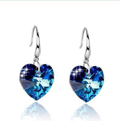 China Long Heart Crystal Earrings Jewelry Trendy Women Fashion Ocean Blue Earrings Jewelry for sale