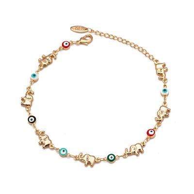 China 2021 Latest Design Multi Color Ethnic Evil Eyes Charm Bracelet Gold Chain Elephant Eyes Bracelet For Party for sale