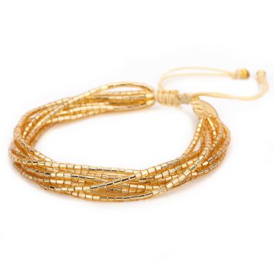 China Fashion Multilayer Glass Bangle Bohemian Wind Bead Rice Bracelet for sale