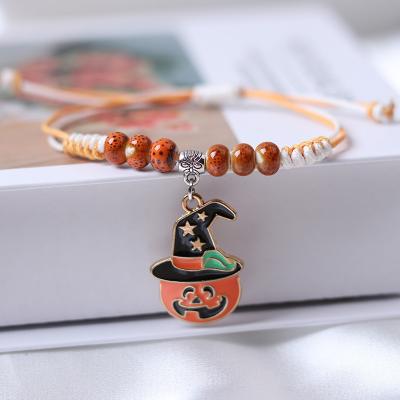 China CLASSIC Halloween Pumpkin Bracelet Fashion Woven Bracelet Student Best Friend Ceramic Bracelet for sale