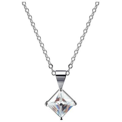 China 2017 Necklace Copper Square Cubic Zirconia Pendant Necklace For Women Rhombic Zirconia Pendant Necklace for sale