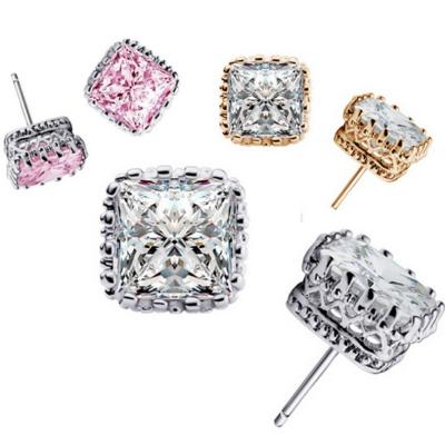 China 2016 CLASSIC Men's Earrings Square CZ Crown Stud Earrings Stud Earrings For Women for sale