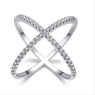 China 2017 Copper X-shaped Cross Ring Full CZ Diamond Ring for sale