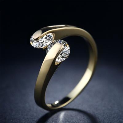 China High Quality Copper KR010 High Grade Gold Plated Cubic Zirconia Ring for sale