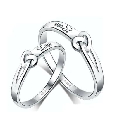 China Copper Platinum Plated Couple Rings Tongxin Knot Sliver Couple Ring Free Shipping for sale