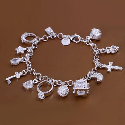 China Free Shipping Copper CZ 925 Women's Silver Love 925 Bracelets Bangles & Bangles for sale