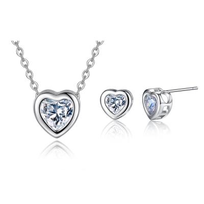 China CLASSIC Fashion Jewelry Sets Silver Heart Necklace And Earrings Sets Beautiful Wedding Gift Good Quality Jewelry for sale