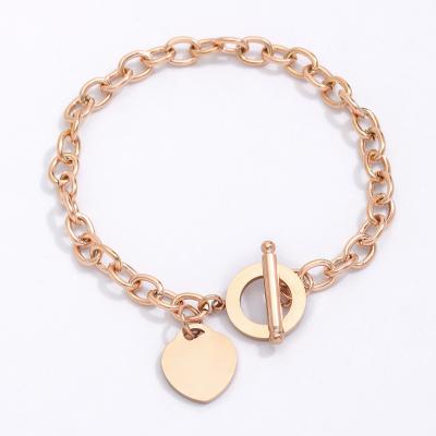 China Punk Fashion Hollow Circle Heart Pendant Bracelet For Ladies Party Punk Jewelry for sale