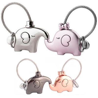 China Stainless Steel Elephant For Lovers Gift Bag Pendant Couples Key Ring Trinket Key Chains Car Chaveiro Innovative Items for sale