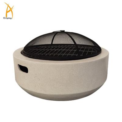 China Stored Concrete Fire Pit Wood Burning Pit With Charcoal Rack Barbecue Table Fire Pit Set for sale