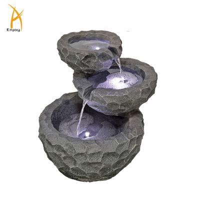 China Wholesale Rustic Decorative Stone Water Fountain With Pot for sale