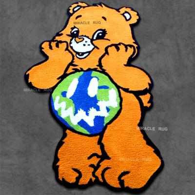 China Designer Non-slip Bear Rug Custom Logo Shape Cartoon Anime Die Cut Custom Rug Covers for sale