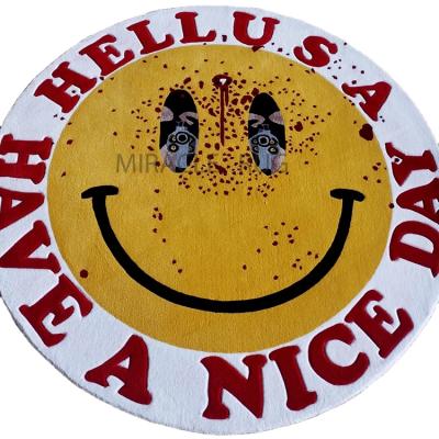 China 2021 Round Shape Circle Carpet Non-slip Custom Logo Rug Door Mat Custom Handmade Cover Die Cut Mat for sale