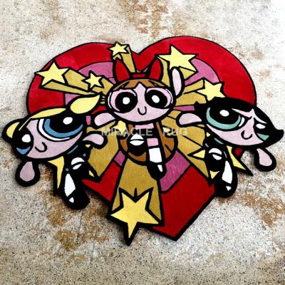 China Reversible Custom Design Pattern Rug Girl Powerpuff Offer Blanket Abstract Pattern Logo Rug for sale