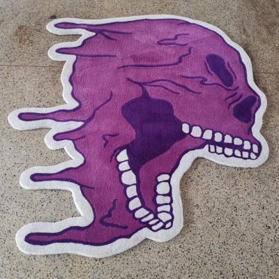 China Non-slip Custom Hand Embellished 3D Skull Covers Commercial Logo Doormat Pop Art Die Cut Shape Cover for sale