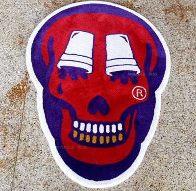 China Skull Anti-Slip Custom Blankets Die Cut Design Red Carpets Hand Tufted Durable Wholesale for sale