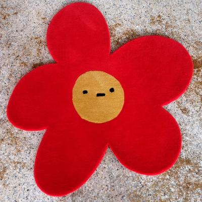 China Non-Slip Designer Brand Design Hand Instigated Carpet 3D Flower Shape Cover Custom Door Mat for sale