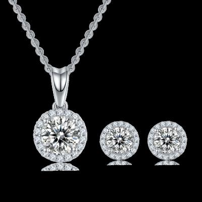 China Fashion 925 Sterling Silver 0.5CT/1CT Moissanite Diamond Round Shape VVS D Moissanite From Vintage 2022 Wedding Jewelry Set for sale