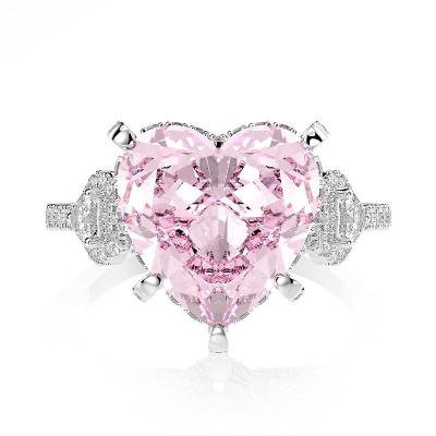 China High Quality Vintage Ring Cubic Zirconia Diamond Rings Women Engagement Rose Heart Rose Heart Rings 925 Sterling Silver for sale