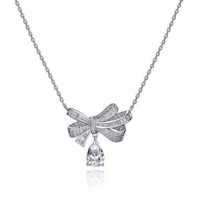 China Vintage European and American simple custom made 925 sterling silver bow tie chain pendant necklace for sale