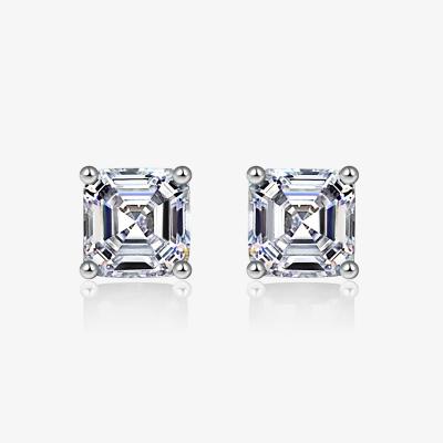 China Newest 7mm*7mm custom vintage plain diamond zrconia silver 925 Sterling stud earring for sale