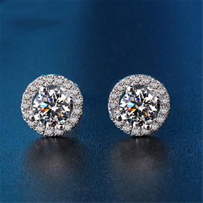 China Cute Vintage Round 2.3 CT Zirconia Diamond 925 Sterling Silver Earring For Wedding for sale