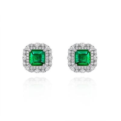 China Wholesale Vintage 2022 Designer Inspired Emerald Green Zirconia 925 Stud Earring for sale