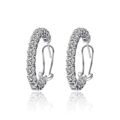 China Vintage Fashion 2022 Round Big Circle 4mm*4mm Zircon 925 Sterling Silver Circle Earring for sale