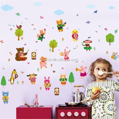 China Sticker Decorative Cartoon Cartoon Animal Wall Art Sticker For Kids Room Decoration Living Room Wall Decals Removable Waterproof Murals for sale