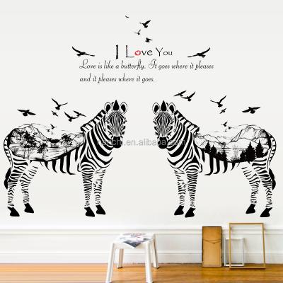 China Black and White Zebra Sketch Repurposed and Easy to Use Modern Scandinavian Style Porch Bedroom Living Room TV Wall Decorative Sticker for sale