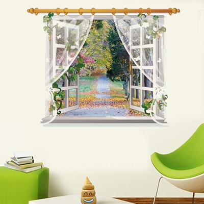 China Recycled And Easy To Use 3D Flowers Forest DIY Wall Stickers Home Decor DIY Living Room Bedroom Window Landscape Sticker 6 Colors for sale