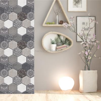 China 3D Hexagon Wall Tile Sticker PVC Vinyl Wallpaper Brick Self-adhesive Waterproof Decorative Stone Wall Stickers Home Decor for sale