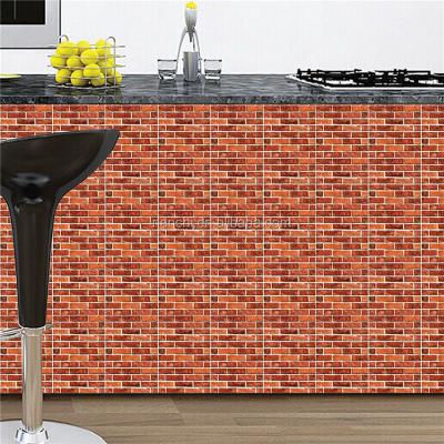 China Red Repurposed Easy To Use Self Adhesive Waterproof Stone Brick Wallpaper PVC Vinyl Sticker 3D Brick Wall Decorative Wall Stickers Bedroom for sale