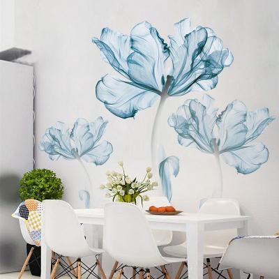 China Modern design decorative creative waterproof wall flower sticker background landscape mural wallpapers TV for sale