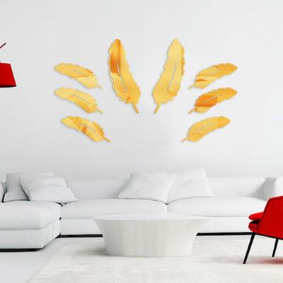 China Creative Mirrorl sticker feather mirror wall is decorated with a diy mirror and the back glue can remove the sticker for sale