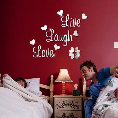 China Mirrorl sticker living love and love English proverbs the mirror wall is decorated with a mirror wall sticker for sale