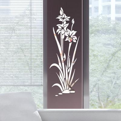 China Mirrorl Sticker Plant Flowers Acrylic Mirror Wall Stick DIY Bedroom Creative Home Porch Can Remove Decoration for sale