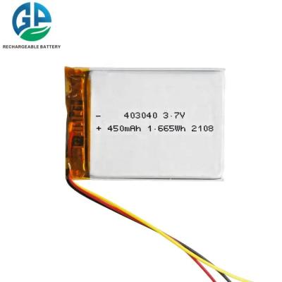 China Rechargeable Li Polymer KC Battery Lipo 3.7V 403040 450mah 1.665wh for sale