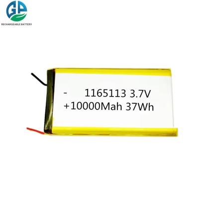 China Li-Polymer-Batterie Wiederaufladbare Lipo-Batterie 1165113 3.7v 10000mah Li-Polymer-Batterie für die Stromversorgung zu verkaufen